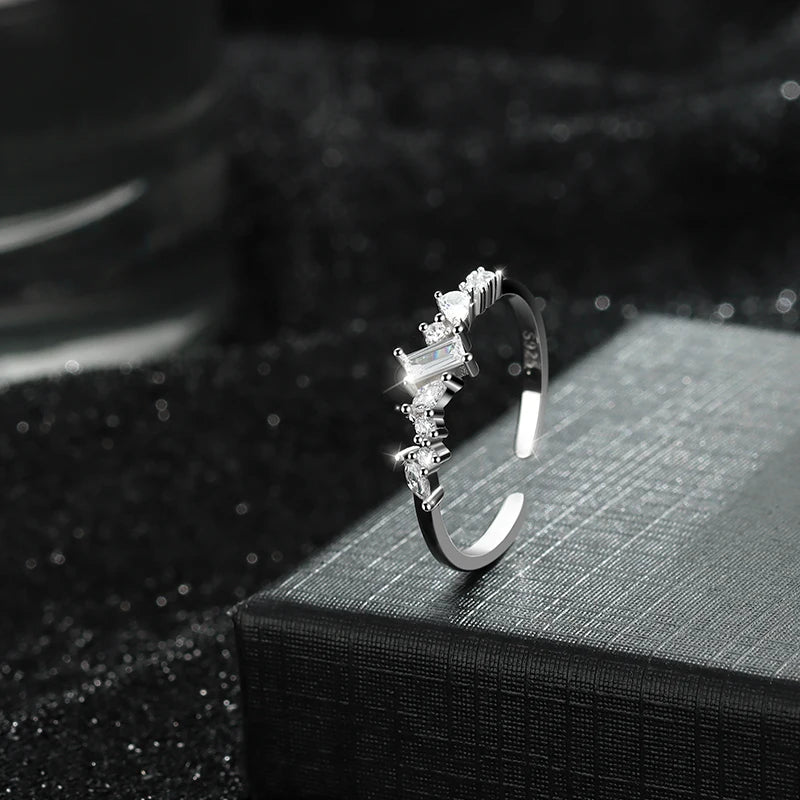 925 Silver Ring Wholesale Lots Irregular Galaxies Shaped Geometric Zirconia Free Size Ring for Women