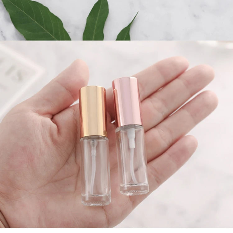 MUB Hot Selling  5ml Thick Bottom Screw Neck Refilled Perfume Aluminum Sprayer Glass Bottle