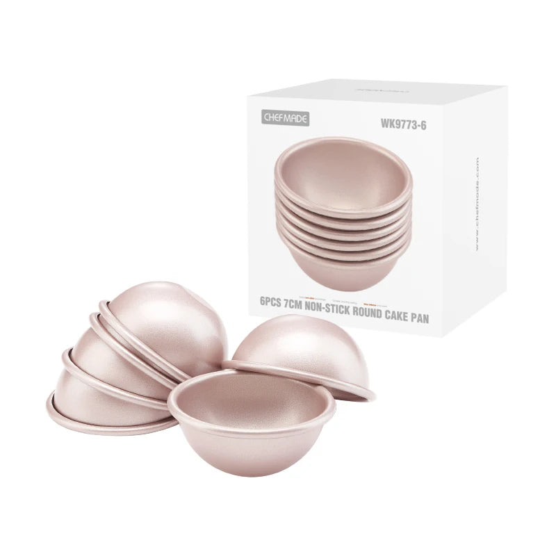 CHEFMADE Bakeware 6PCS 7cm Non Stick Carbon Steel Round Baking Tray Cake Pan Set MegaBDM