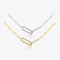 FUAMAY Collar 18K Gold Plated 925 Silver Paperclip Necklace Dainty Infinity Interlinked Diamond CZ Necklace for Women