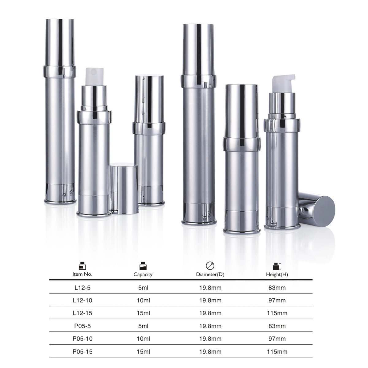 Factory Price 5ml 10ml 15ml AS Luxury Serum Matte Gold Silver Pump Airless Lotion Spray Pump Bottle