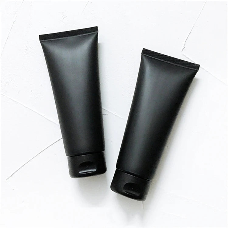 100g Empty Matte Black Flip Cover Plastic Bottle 100ml Hand Cream Tube Men Facial Cleanser Squeeze Soft Tube