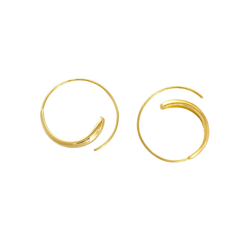 Fashion Jewelry 925 Sterling Silver Round Circle Earring Gold Plated Hoop Earrings Ear Hook for Women