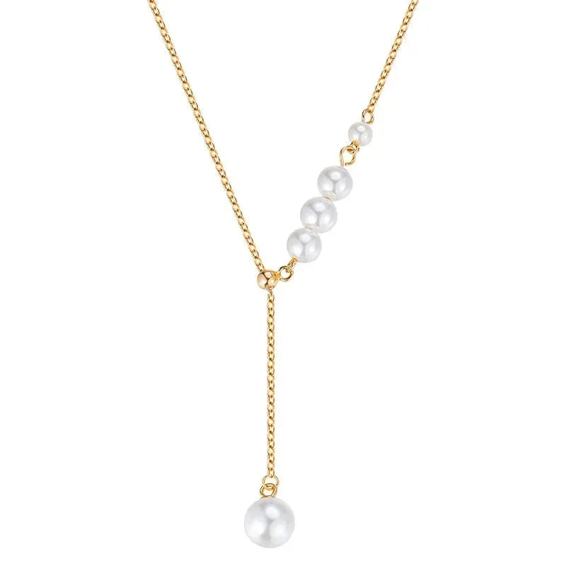 S925 Sterling Silver Fashion Tassel Pearl Necklace Designer Adjustable Choker Necklace Personality Necklaces for Women Wholesale