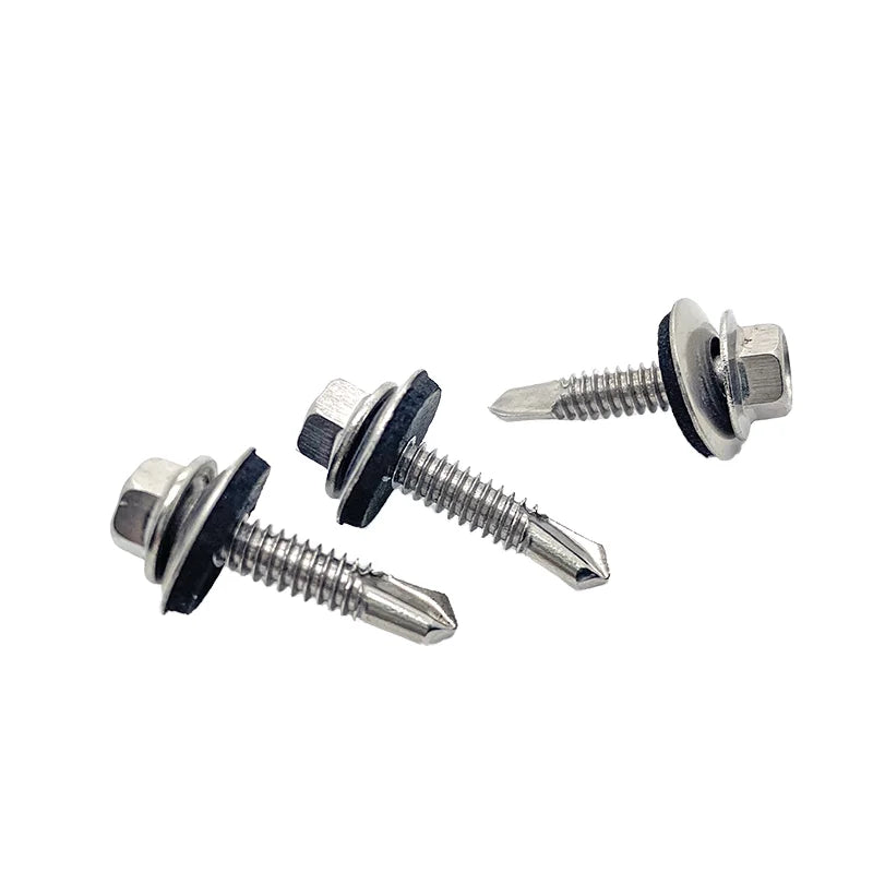 Dongji Stainless Steel 304 Self Drilling Pan Head Self Tapping Screw M3-M6 Thread Sizes 10mm Length Cap Hexagon Head Design Inch