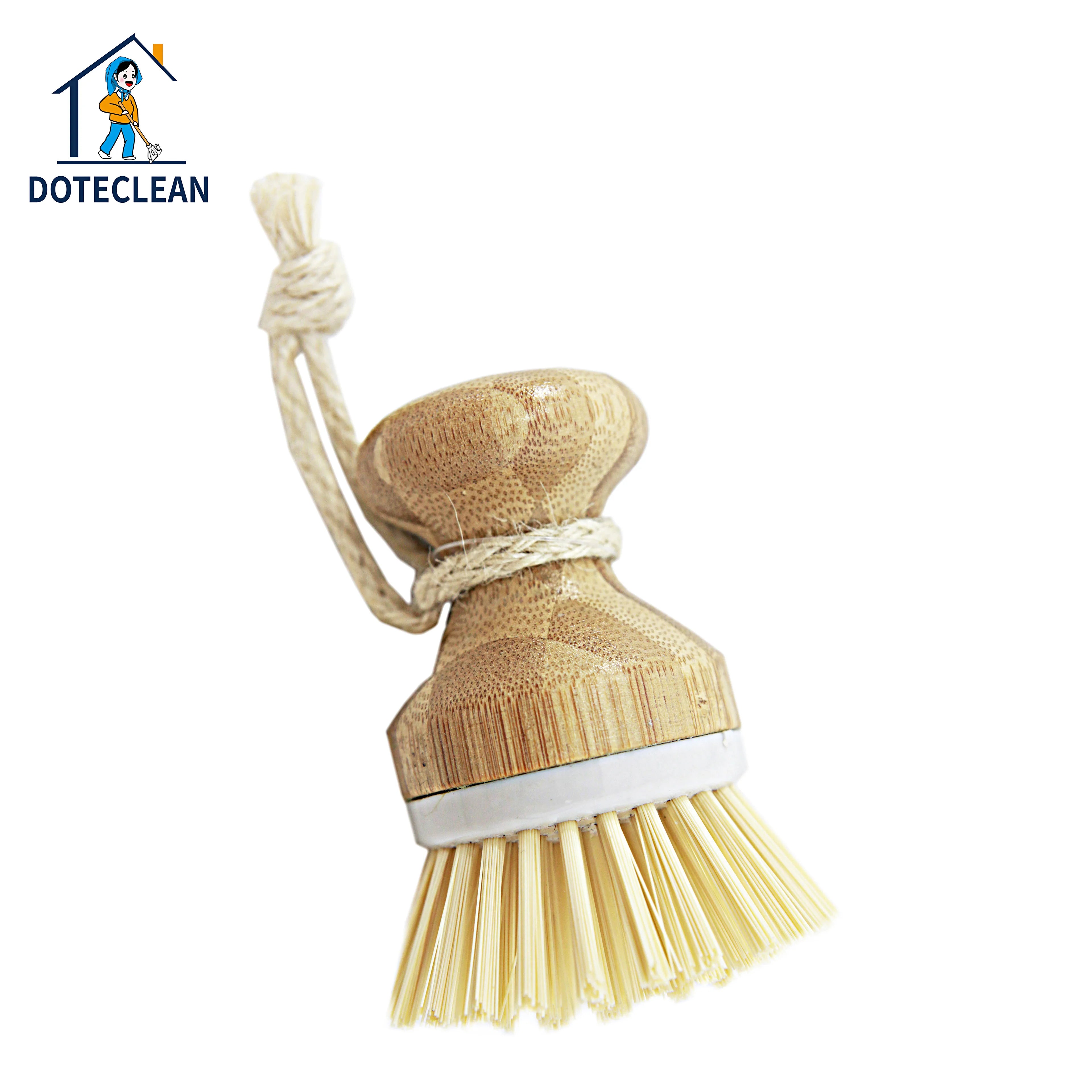 New Minimalist Eco-friendly Nature Bamboo Dish Pot Vegetable Cleaning Brush Hanging Pot Brush Wooden Handle Plastic Hair