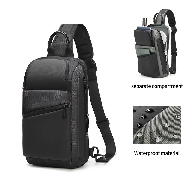 MingLu New Multifunction Crossbody Men Bags Style Shoulder Bag Men Sling Single Chest Bag for Outdoor