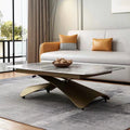 Italian Style Small House Lift Coffee Table Dual-purpose Multifunctional Modern Minimalist Tempered Glass Tray Adjustable