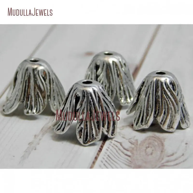 FC19296 Large Ornate Antique Silver Pewter Bead Cap Rustic Mykonos Casting Beads Tassel Beads End Cap