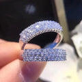 CAOSHI Many Shiny Round Gemstone Three Row Zircon Rings Lady Girls Daily Wedding Silver Trendy Rings Eternity