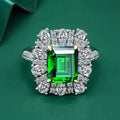 925 Sterling Silver Rhodium Plated Classic Rectangular Zircon Eternity Band Wedding Ring for Women Party Anniversary
