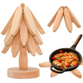 Wholesale Kitchen Folding Wooden Trivets for Hot Dishes Christmas Tree Shape Trivet Set Coaster for Teapot Hot Pots