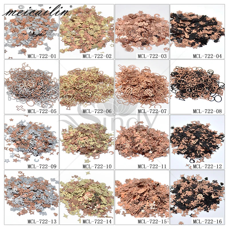 NEW Christmas Silver Gold Rose Gold Black Soft Nail Glitter 1000 Pcs / Set