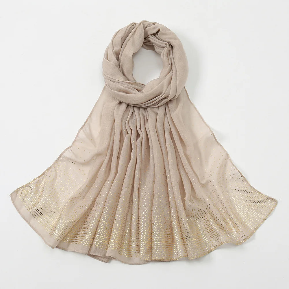 New Cotton Cotton Scarves Voile Wholesale Hot Selling Fashion Monochrome 180*80 cm Gold Plated Scarf Shawl