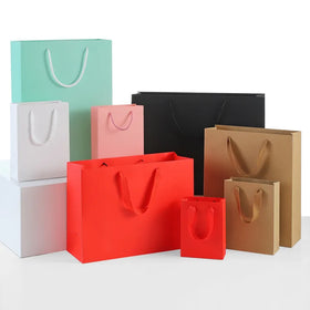 White Black pink Recyclable Paper Bag Shopping Paper Bags With Handle Shoe Clothing Gift Packaging Paper Bags With Your Own logo