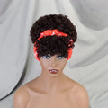 Cheap 100 Human Hair Wigs Glueless Full Machine Made Brown Color No Lace Short Pixie Cut Burmese Curly Hair Headband Wig