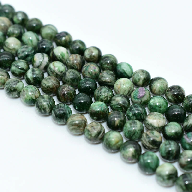 Wholesale 6/8/10/12mm Natural Green Mica Loose Gemstone Beads for DIY Jewelry