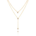 Classic Design Fashion Charm Jewelry Stainless Steel 18K Gold Double  Chain Zircon Tassel Pendant Women Luxury Infinity Necklace