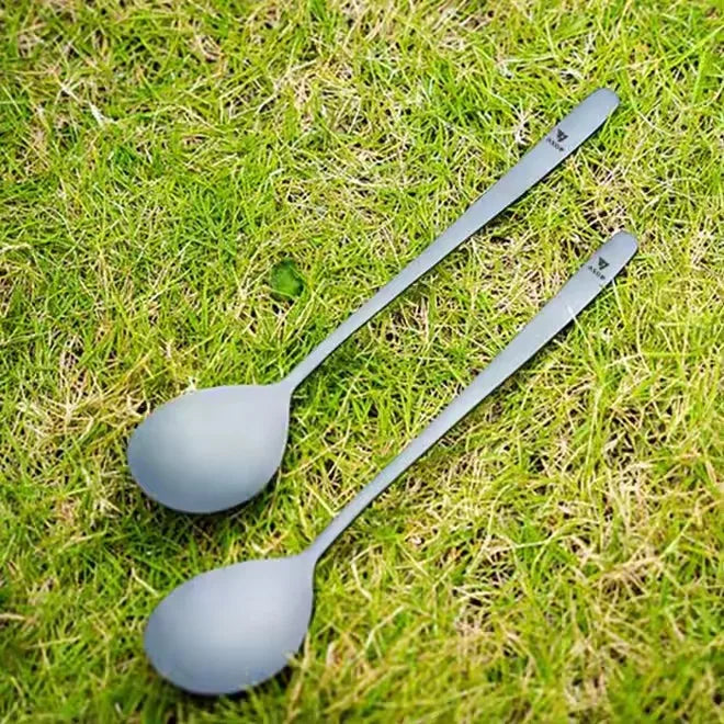 Pure Titanium Food Grade Frosted Spoon Picnic Mirror Polishing Portable Spoon for Outdoor Camping Picnic Travel