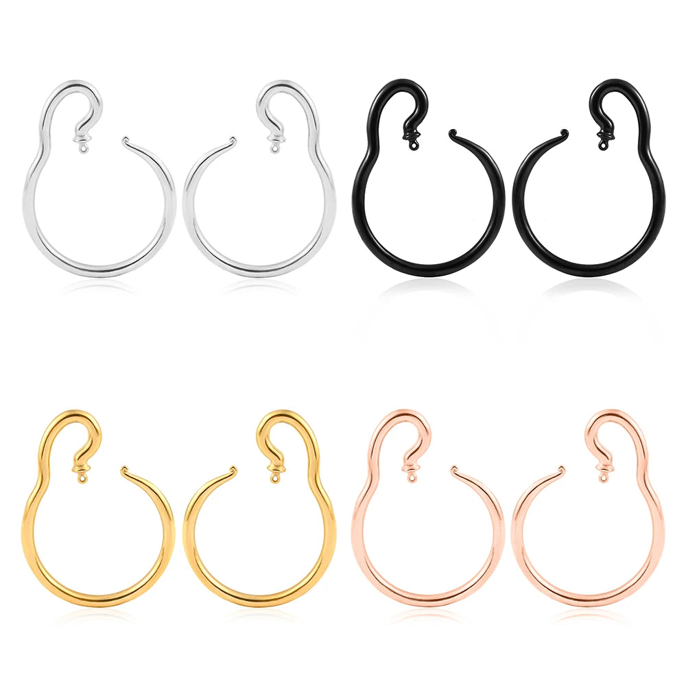 Evorte Classic 316L Stainless Steel 4mm DIY Ear Hanger Hooks Basic Ear Gauges Stretchers Flesh Tunnels Plugs Piercing Jewelry