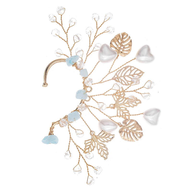 Elf Fairy Ears Leaves Cuffs Non Piercing Handmade Earrings Hollowed Flower Leaf Wing Tassel Handcraft Earrings for Women