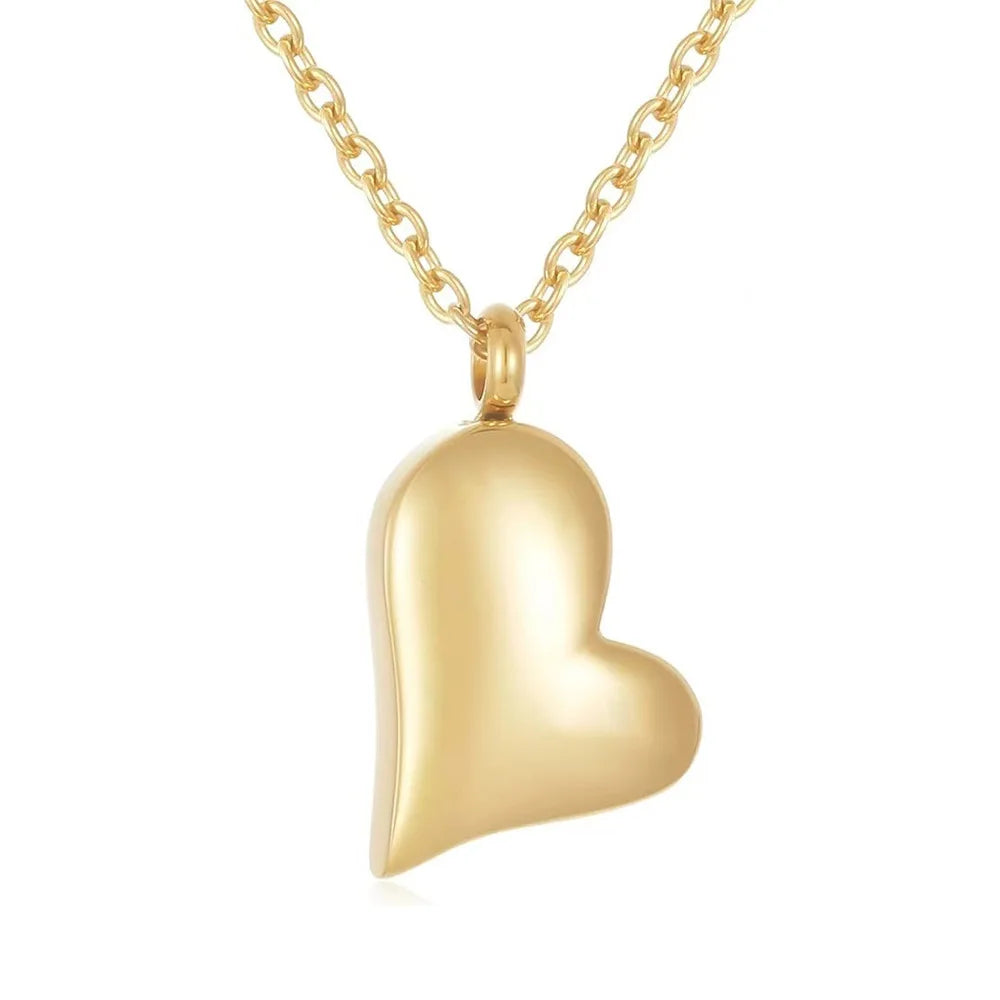 Personalized Stainless Steel Heart-Shaped Blank Urn Pendant Simple Fashion Pearl-Incrrased Cremation Jewelry Lover Pet Chains