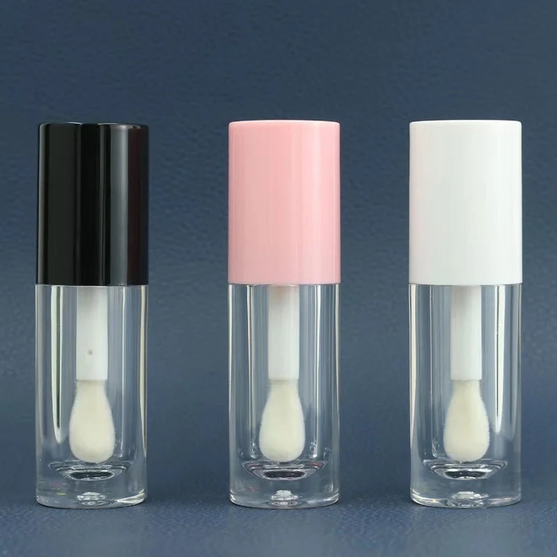 6ml Plastic Transparent Round Cosmetic Empty Lip Gloss Tube Container With Wand  Concealer Stick with Large Brush Head