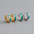 New Trendy 925 Sterling Silver Simple 18k Gold Enamel Round Hoop Earrings for Women