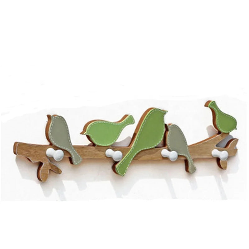 Farmhouse-Style Wooden Towel Hanger and Key Rack Home Decorative Birds Wall Hanging Hooks for Kids' Room for Anniversary Decor