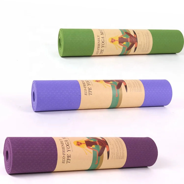 TPE Yoga Mat Non Slip Eco Friendly Private Label for Home Gym and Studio Use Custom Logo Ready Durable Daily Comfort
