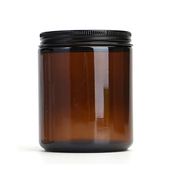 Wholesale 8oz 250ml Amber Glass Jar With Metal Lid Cylinder Empty Candle Holder for Christmas Home Decor Customizable Logo