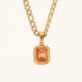 Ding Ran Stainless Steel Jewelry Zircon Pendant Necklace 18k Gold Plated Figaro Chain Necklace Bijoux Acier Inoxydable 2024