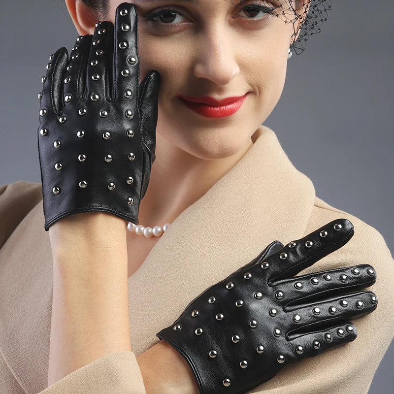 Wholesale Fashion Opera Dance Party Women Rivet Leather Winter Gloves