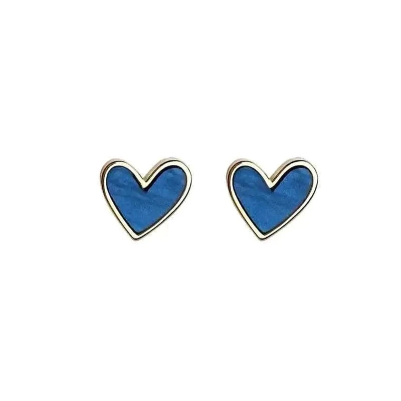 SC Wholesale New Sweet Blue Love Christmas Earrings Korea Fashion Jewelry Blue Heart Stud Earring  for Women Girl
