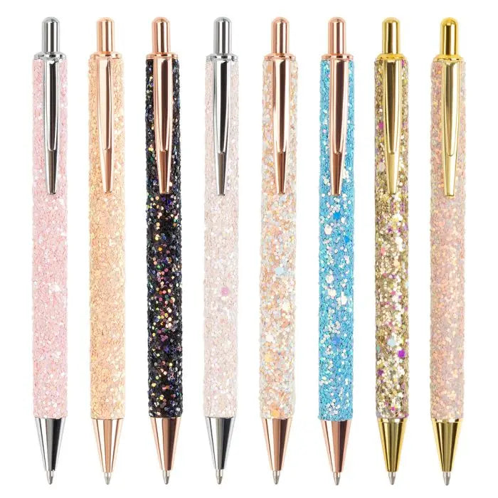 Best Quality PinGlory Metal PU Sparkly Glitter Sequin Rhinestone Ballpoint Pen Custom Logo Black Ink Novelty Design Eco-Friendly
