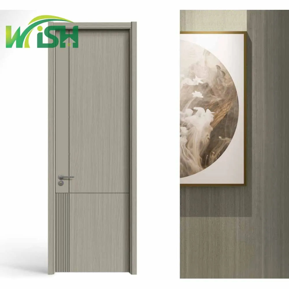 Modern Interior Doors for Houses Melamine Laminated Wooden Soundproof Carbon Crystal Slab Doors