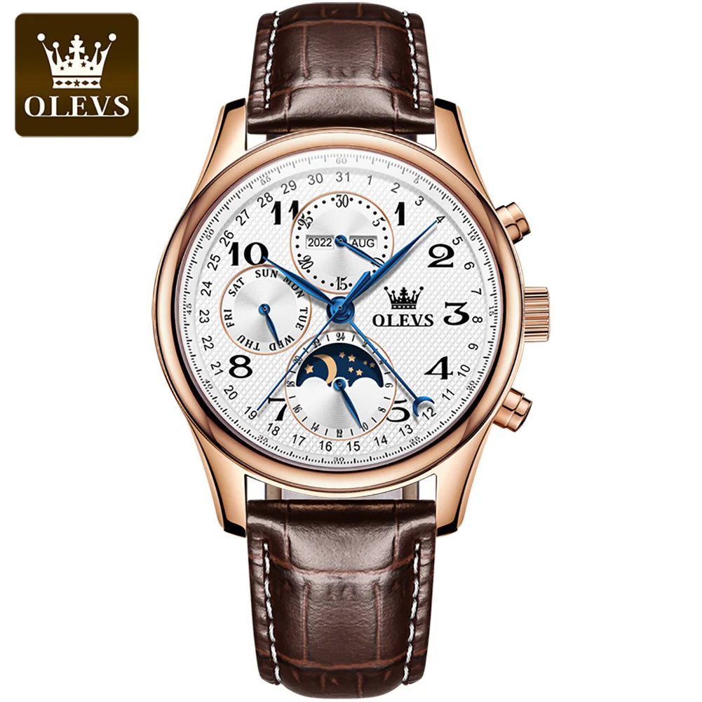 OLEVS 6667 Custom Fashion Waterproof Moon Phase Square Automatic Mechanical Tourbillon Watch Mens Wrist Watch