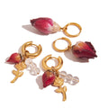 Women's New Design Stainless Steel Dried Flower Drop Earrings Versatile Colorfast Fashion Jewelry