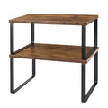 Set of 2 Expandable Small Metal and Bamboo Wood Kitchen Storage Rack Standing Type Spice Shelf for Home Use Cupboard Holder