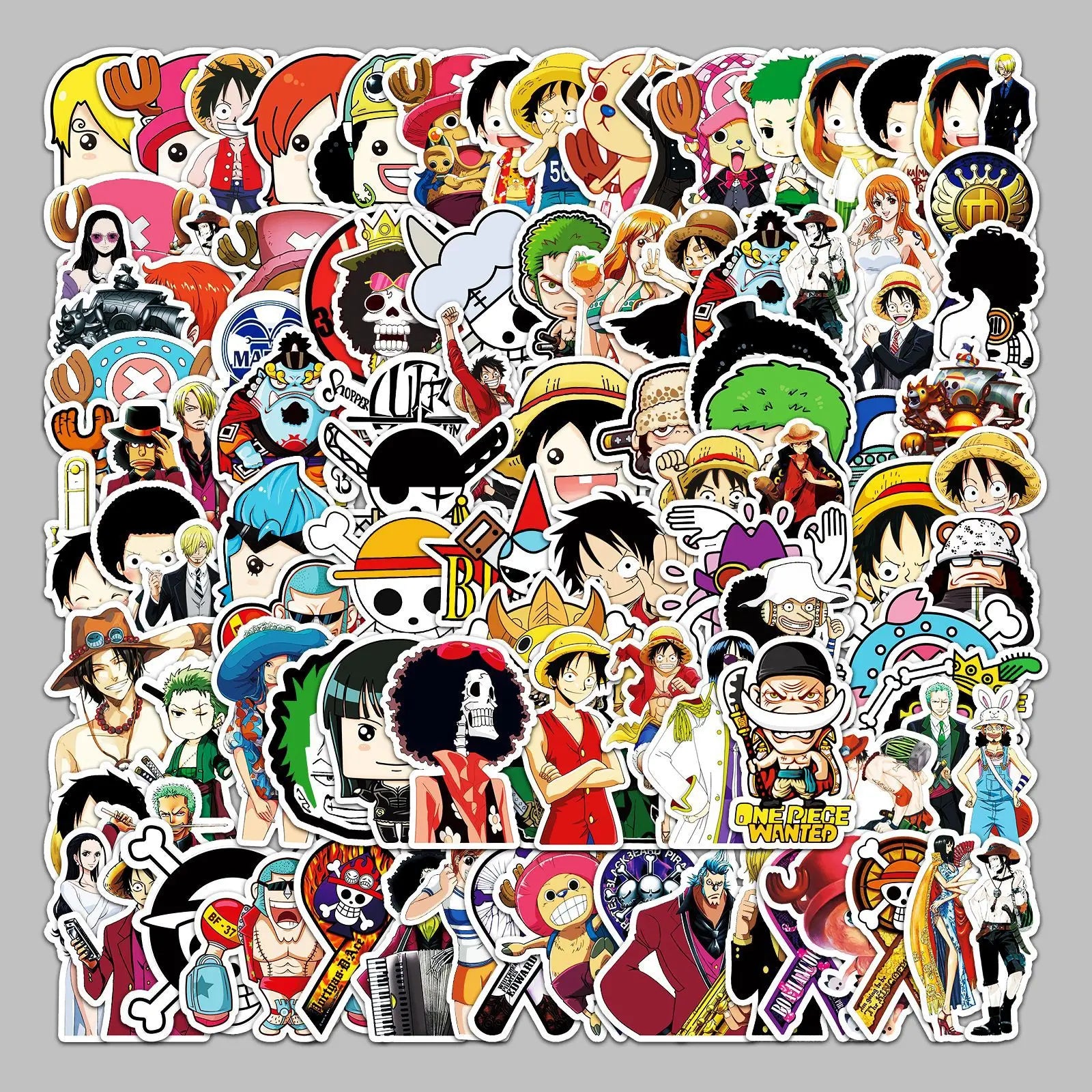 100PCS Classic Anime Decals Luffy for Skateboard Luggage Laptop Bottle Luffy One Pieces Stickers