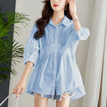 M-XXL White Shirt Women's Three-quarter Sleeve Spring New Design Small Chic Top A-line Cotton Shirt