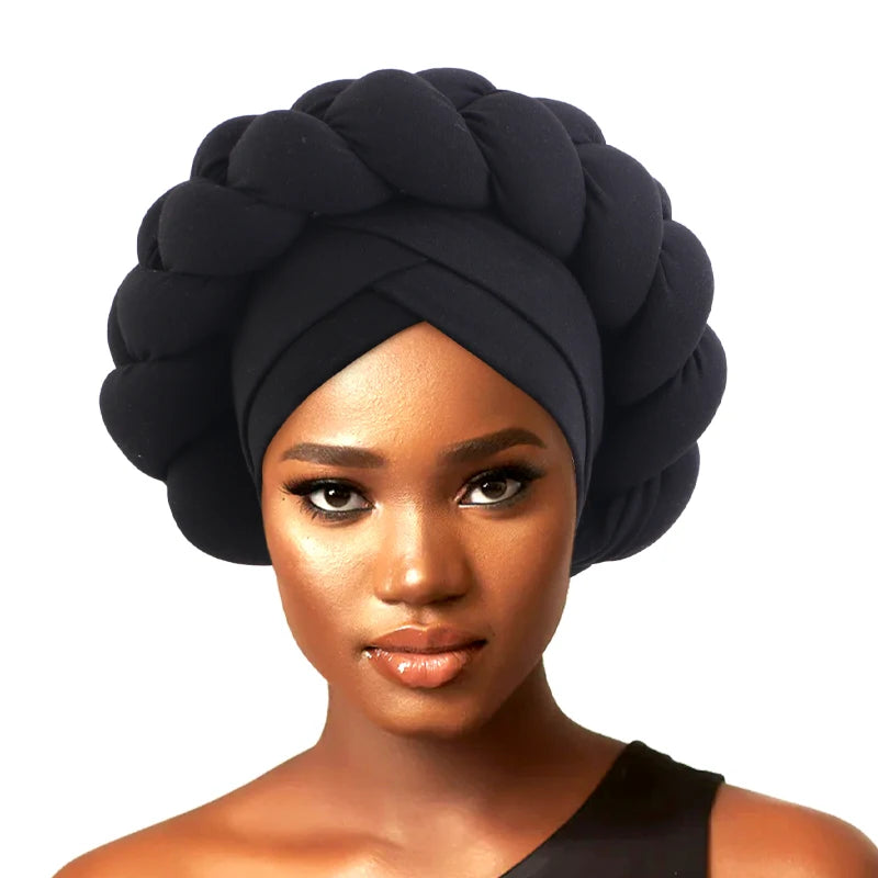 Plain Stretchy African Big Braid Head Wrap Headwrap Bonnet Headscarf Hat Twist Turbans for Ladies