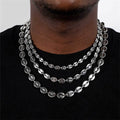Stainless Steel Waterproof Coffee Bean Shape Linked Chain Necklace for Men/Women Daily Chain Accessories on Neck Fashion Jewelry