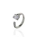 WMJT721 S925 Silver Square Transparent Zircon Ring Adjustable Open Ring Design Finger Ring Bride Wedding Gift