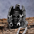 Ready to Ship Motorcycle Biker Mens Jewelry Rock Roll Stainless Steel Eagle Skull Wrench Pendant Necklace for Men Boys