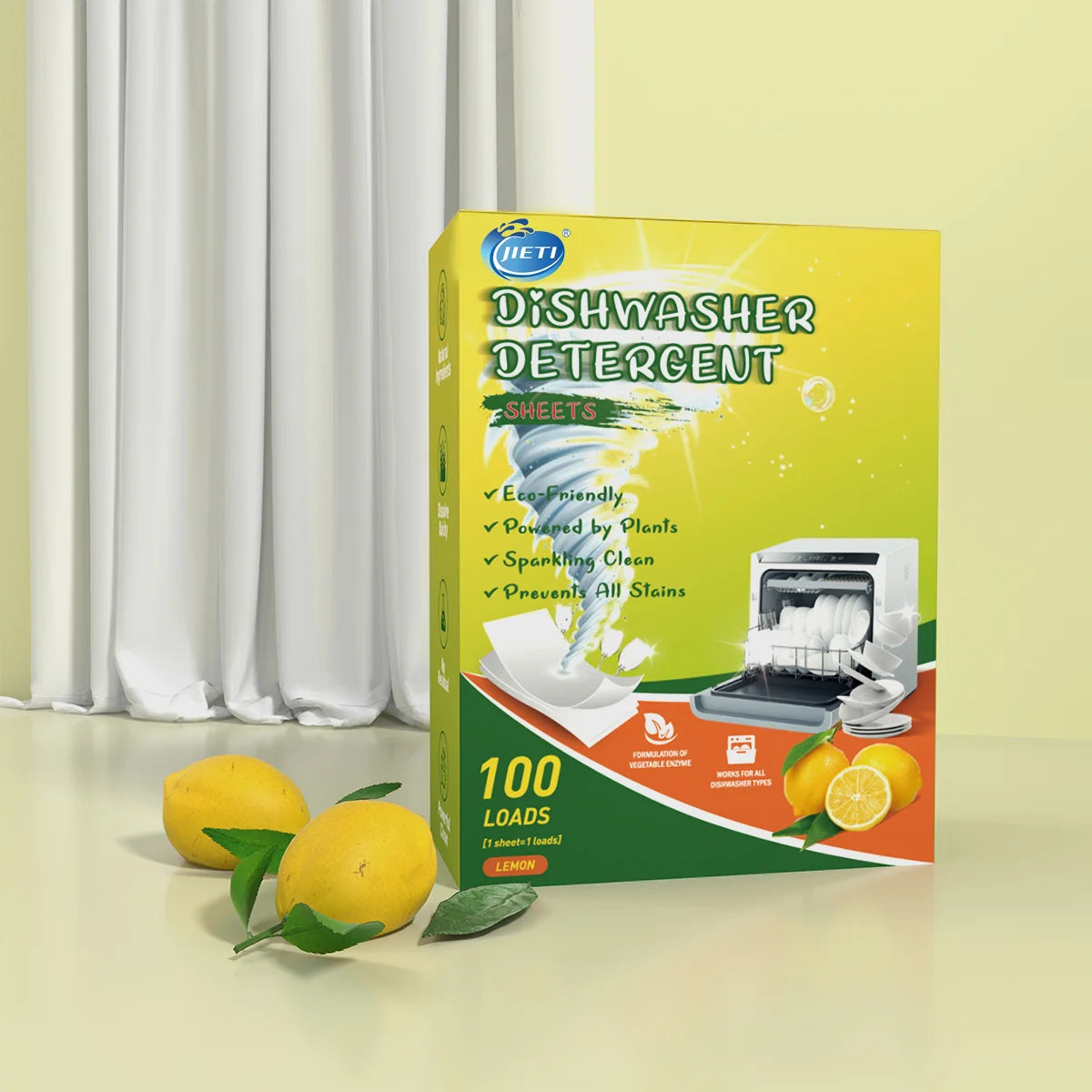 Eco-Friendly and Healthy Lemon Flavor (7*11cm) Dishwash Sheets Disposable for All Types of Dishwashers Environmentally Friendly