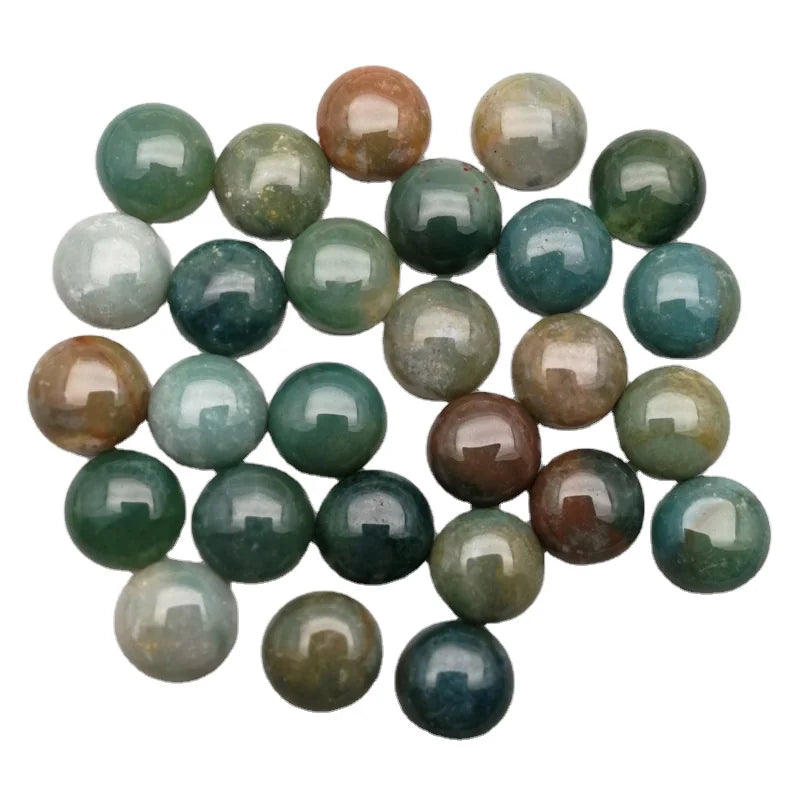 Hongzhuo Hot Sale 14mm Indian Agate Round Cabochon Created Stone Price Per Gram for Necklace or Bracelet Crafts