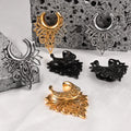 Evorte Jewelry Elegant Hollow Hypoallergenic 316L Stainless Steel 18K Gold Plated Plug Tunnel Ear Saddle Mystic Tiara Ear Hanger