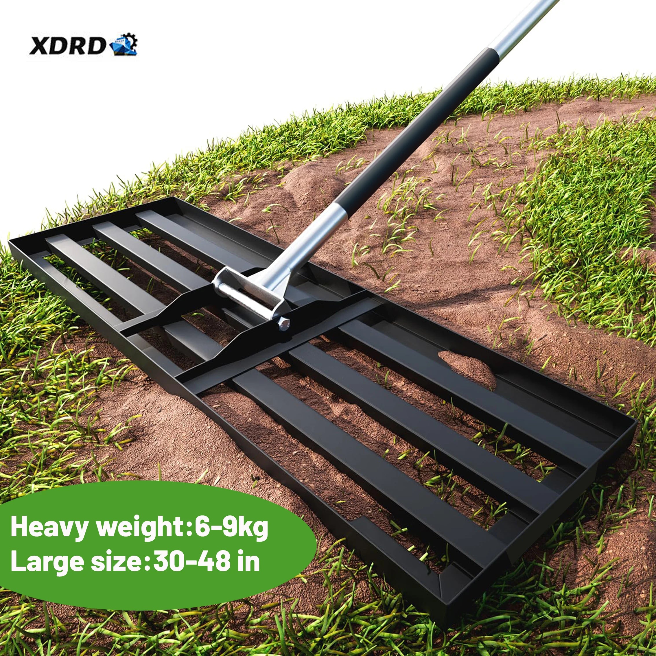 Gardease Lawn Leveling Rake 30x10 Heavy Duty Professional Grade Powder Coated Galvanized Steel Soil Sand Garden Rubber Handle