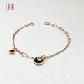 LFH Romabtic 18k Real Gold Ring-shaped Crescent Simple 3 Different Chain Bracelet Anklet 18k Pure Gold Bracelet